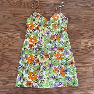 Retro print mini dress